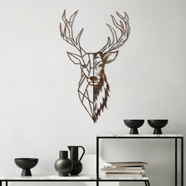 Wallity Rusty Deer 3 Escultura de Pared de Metal en Color Antiquation